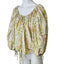 Charlie Holiday Linen  Blend Floral Puff Sleeve Tie Blouse