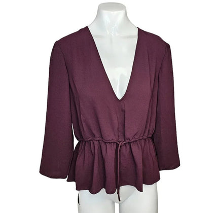 Aritzia Wilfred Barreme V-Neck  Drawstring Blouse