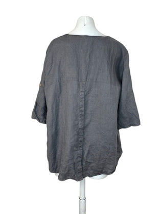 Ellen Tracy 100% Linen Roll Sleeve Top