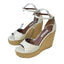 Tabitha Simmons Harp White Flower Perforated Leather Wedge Jute Sandals
