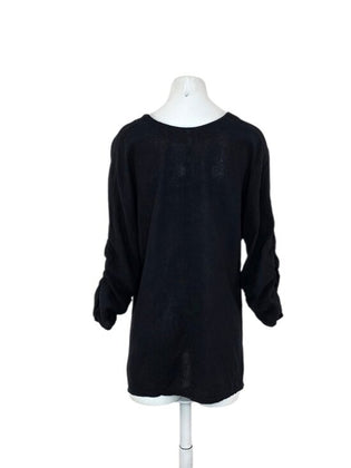 Oh My Gauze!  3/4 Ruched Sleeve Drapey Shirt