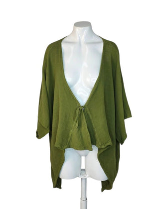 Oh My Gauze! Green Cotton Kimono Cardigan Top