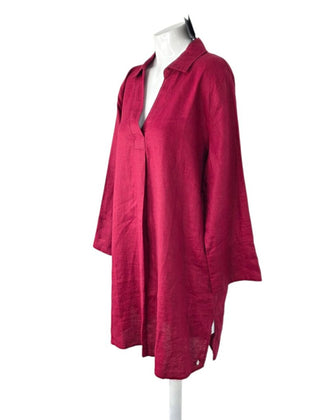 Yest 100% Linen V-Neck Tunic Shirt Dress