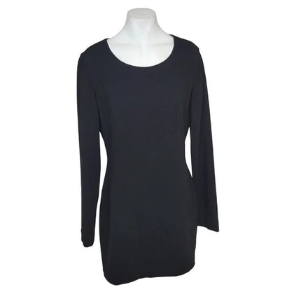 Diane Von Furstenberg Giada  Crepe Black Long Sleeve Dress