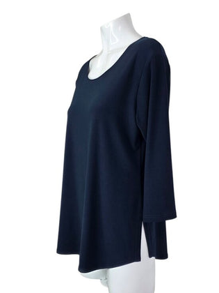 Sympli Slinky Knit 3/4 Sleeve Side Slit Shirt