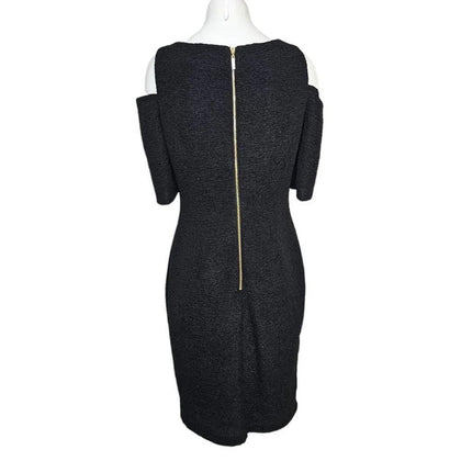 Eliza J Womens Sparkle Knit Cold Shoulder Sheath Dress