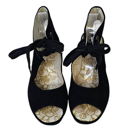 Fly London Yaffa Suede Wedge Open Toe Lace Up Sandals