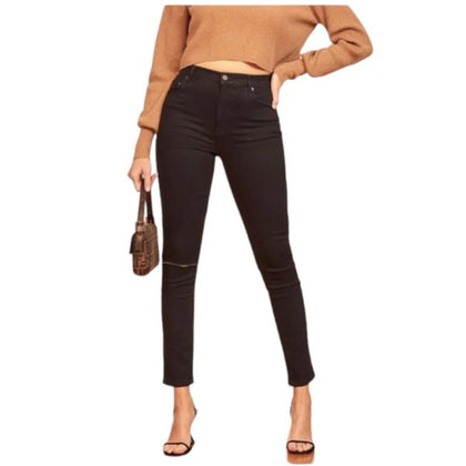 Reformation High Waist Faded  Black Destroyed Jeans