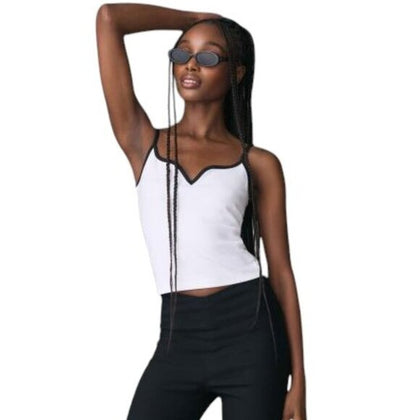 Anthropologie Maeve Contrast Piped Tank Top