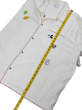 Old Navy X Disney Unisex Linen Blend Embroidered Button Up Shirt