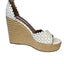 Tabitha Simmons Harp White Flower Perforated Leather Wedge Jute Sandals
