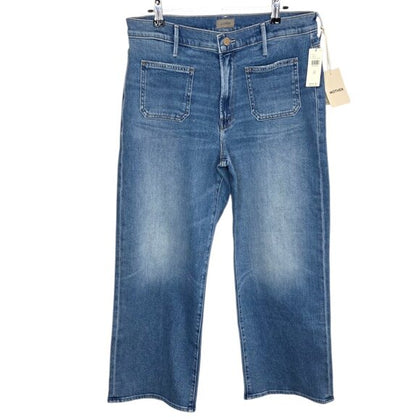 MOTHER The Maven Patch Pocket Mid-Rise Wide-Leg Ankle Jeans