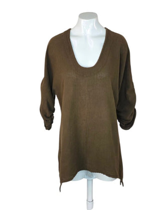 Oh My Gauze! Lagenlook 3/4 Ruched Sleeve Top