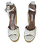 Tabitha Simmons Harp White Flower Perforated Leather Wedge Jute Sandals