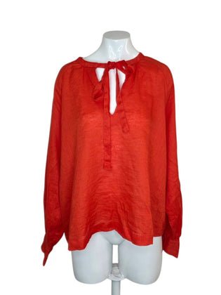 MASAI Dortea 100% Linen Tie Neck Long Sleeve Top