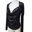 Free People Perfect Date Velvet Cowl Neck Long Sleeve Top