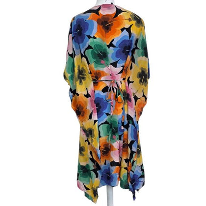 Love Moschino Silk Floral V-Neck Tie Back Dress