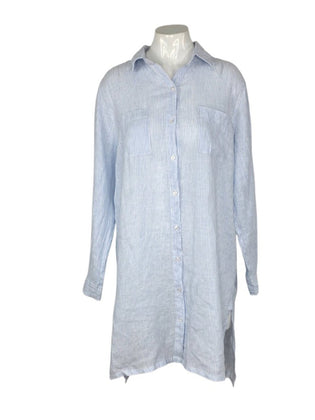 Sak's Fifth Avenue 100% Linen Long Sleeve Shirt Dress