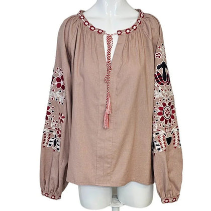 Free The Roses Oversized Embroidered Pink Tunic