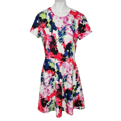 Milly Design Nation Abstract Floral Fit & Flare Dress