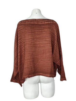 IKIKIZ Pokoloko Turkish Cotton Crinkle Long Sleeve Boat Neck Top
