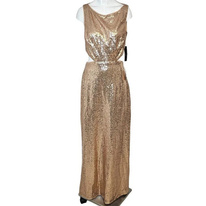Lulu's Belle Etoile Rose  Gold Sequin Maxi Dress