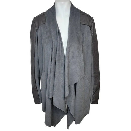 Blank NYC Womens Faux Suede/Leather Drape Front Jacket Cardigan