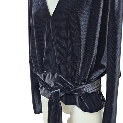 Good American Velour V-Neck Dolman Wrap Top