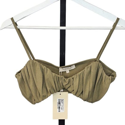 Meshki Jordan Ruched Front V Crop Top
