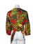 Maison D'Amelie Linen Blend Tropical Print 3/4 Sleeve Wrap Shirt