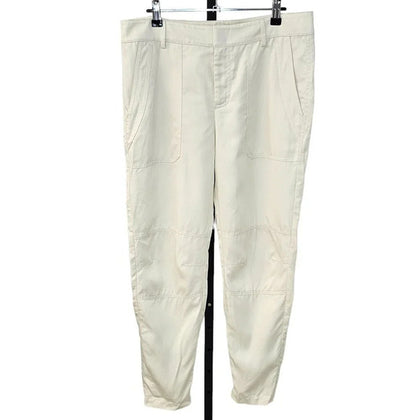 Vince Womens Twill Lyocell Pleated Ankle Utility Cargo Pants