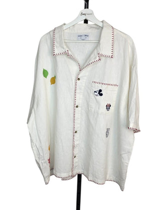 Old Navy X Disney Unisex Linen Blend Embroidered Button Up Shirt