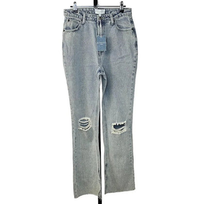 Meshki Womens  Lauren Straight Leg Ripped Jeans