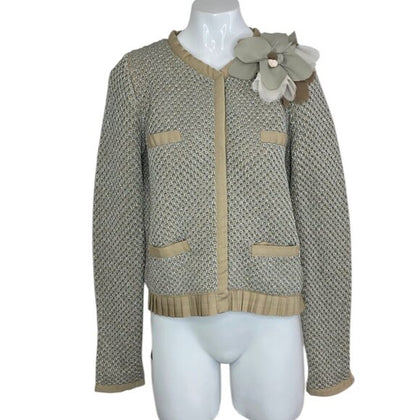 Twin Set Simona Barbieri Metallic Knit Snap Cardigan