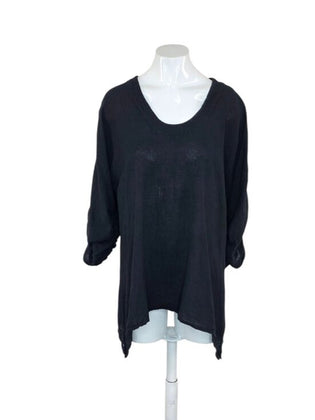 Oh My Gauze!  3/4 Ruched Sleeve Drapey Shirt