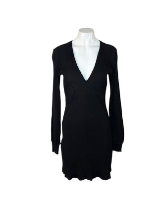 Aritzia Wilfred Long Sleeve V-Neck Ribbed Mini Dress