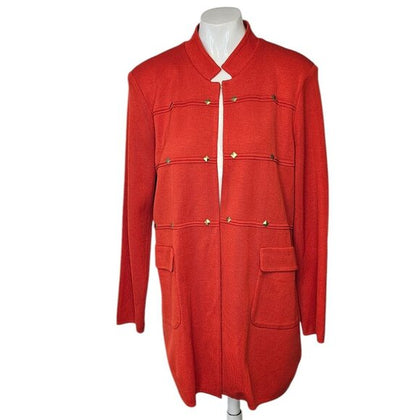 Misook women’s studded stretch‑knit cardigan