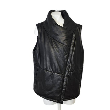 Danier Genuine Leather Matte Black Aysymmetrical Vest