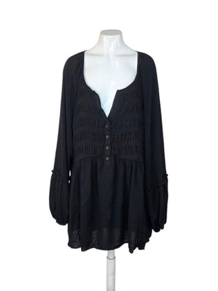 Torrid Crinkle Gauze Button Down Henley Neck Top