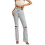 Meshki Womens  Lauren Straight Leg Ripped Jeans