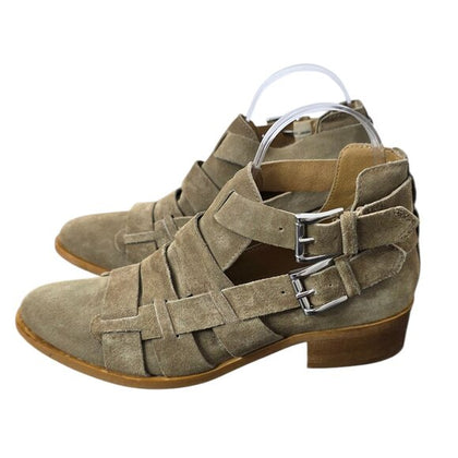 House of Harlow 1960 Andromed Strappy Buckle Suede Booties