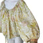 Charlie Holiday Linen  Blend Floral Puff Sleeve Tie Blouse