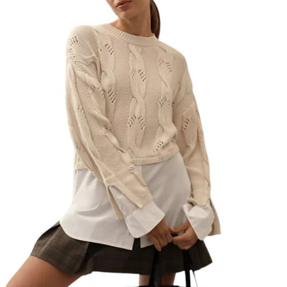 Anthropologie Womens Pilcro Cable Twofer Sweater