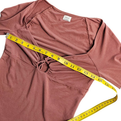 Aritzia Wilfred Long Sleeve Tie Front Cut Out Top