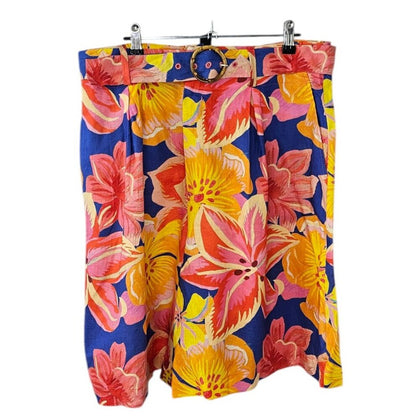 Farm Rio x Anthropologie Linen Blend Belted Bermuda Shorts