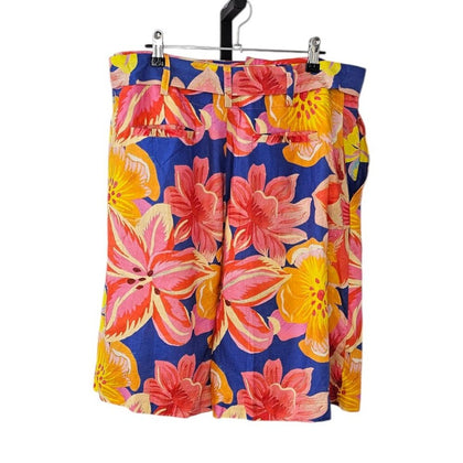 Farm Rio x Anthropologie Linen Blend Belted Floral Bermuda Short