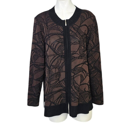 Exclusively Misook Womens Full Zip Long Sleeve Sweater