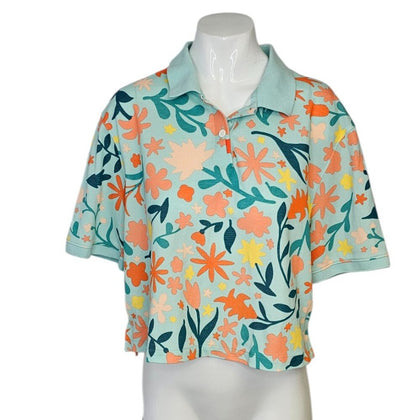 Nike Womens Dri Fit Short Sleeve Crop Printed Golf Polo