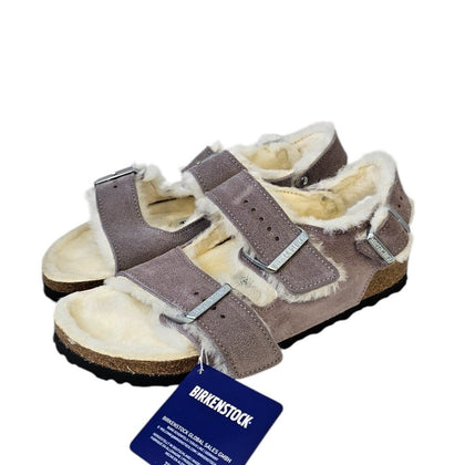 Birkenstock Womens Milano Suede Shearling Sandals