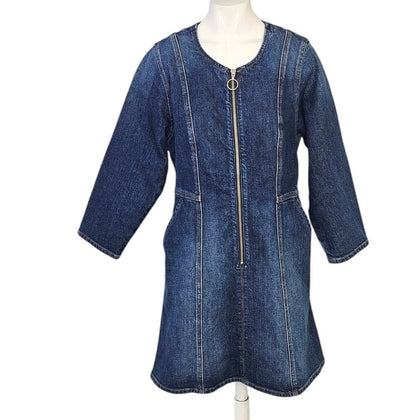 Denim Forum Jackie-O Denim Mini Dress 3/4 Sleeve